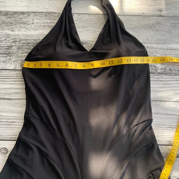 Vintage Y2K David Dixon Stretch Jersey Knit Halter Bodycon Fit & Flare Dress - Picture 12 of 15